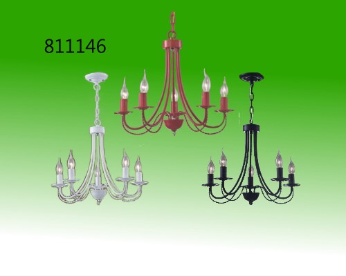 紅色五燈吊燈配E14x5