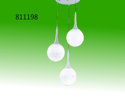 白色三燈球型吊燈配E27x3 燈具