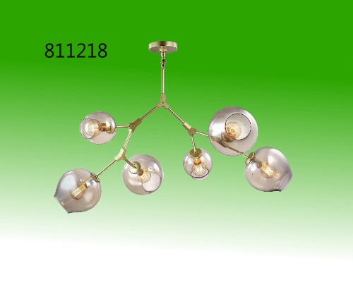 圓玻璃六燈吸頂燈配E27x6