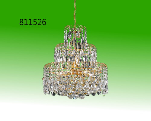 六燈金色三層水晶吊燈