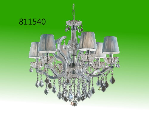 六燈/八燈 銀色水晶布罩吊燈 燈具