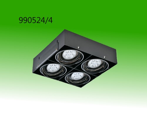 <990524-111-4L>四燈無框盒燈配LED AR111 9W 光源+變壓器